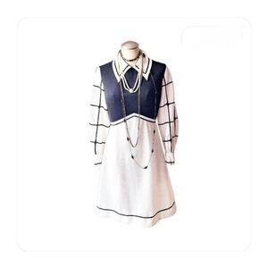 Vintage 1970"s Black White Mod Dress Women M/L